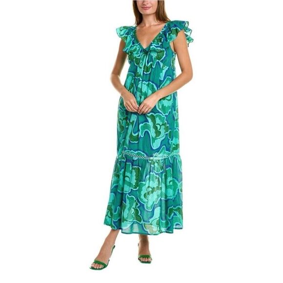 Ro's Garden Jasmin Printed Maxi Dress One Size Anthropologie - Picture 1 of 6